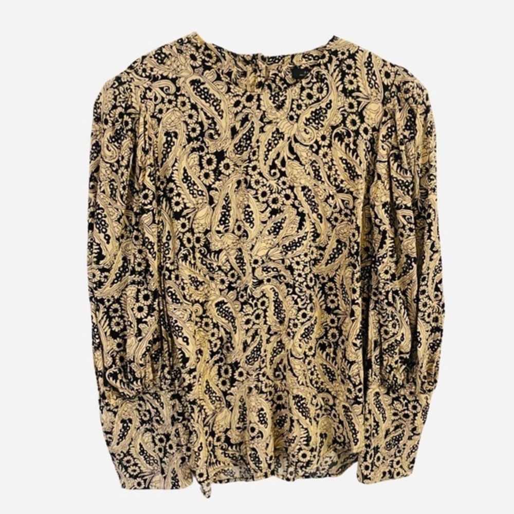 NWT Zara Black and Gold Paisley Blouse